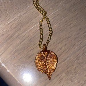 Plated gold leaf necklace
